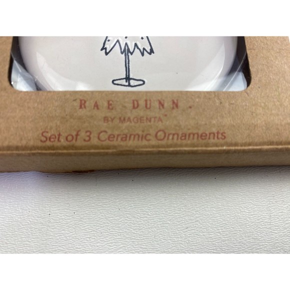 Rae Dunn Set of 3 Ceramic Ornaments Merry Bright and Christmas Tree Boxed Set - Picture 5 of 6